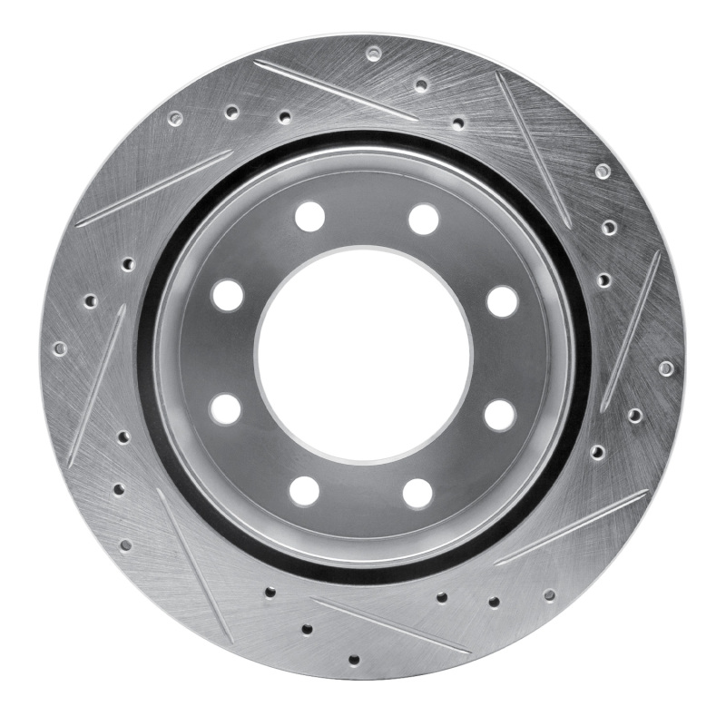 Chevrolet Suburban 2500 Brake Rotor (1) - Rear Left - R1 Concepts - Drilled & Slotted - Silver - `99-`25